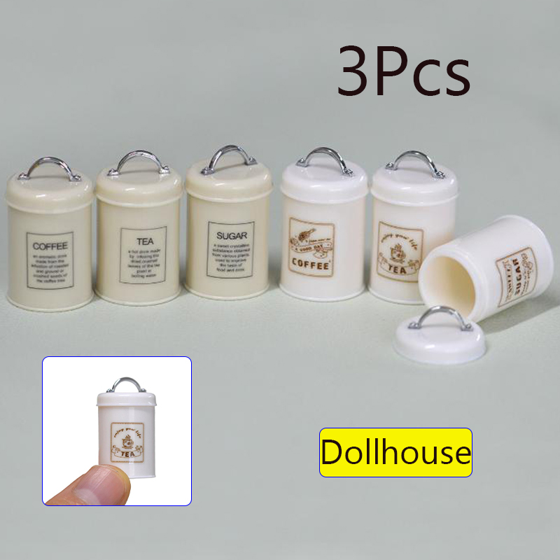 Food Storage And - 3개 미니어처 인형집 미니 음식/차/커피 캔
