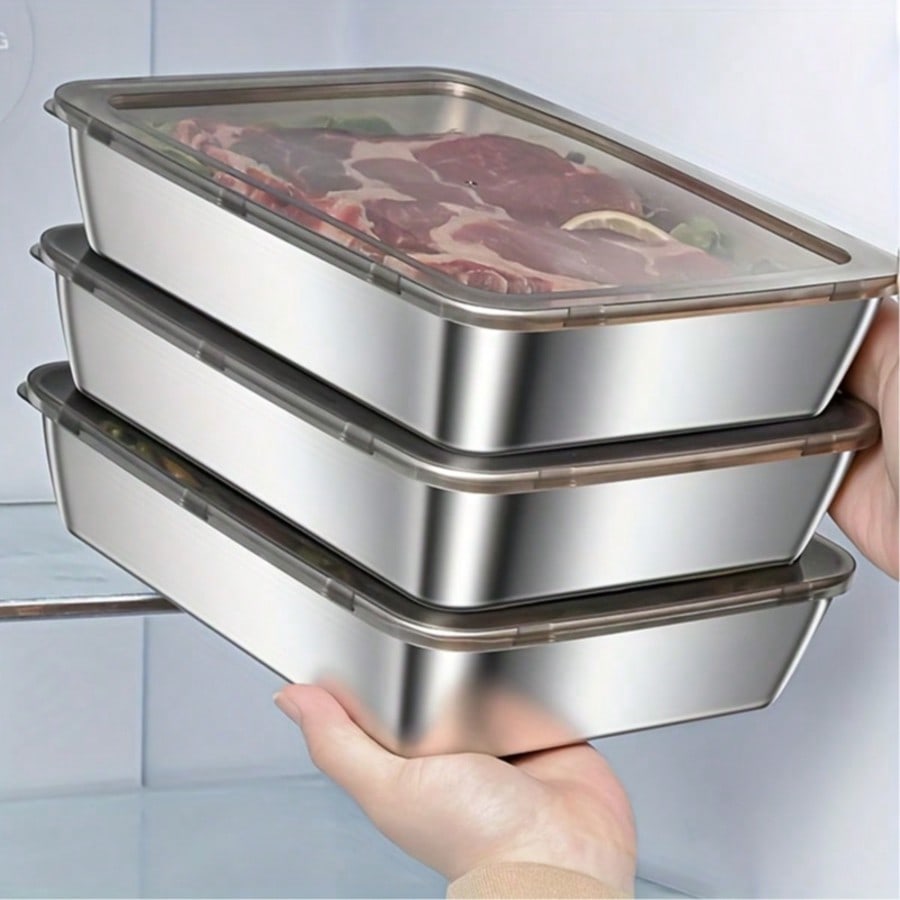 Food Storage Meal Prep - 6개(3박스+3뚜껑) 스테인리스 스틸 식품 보관 용기