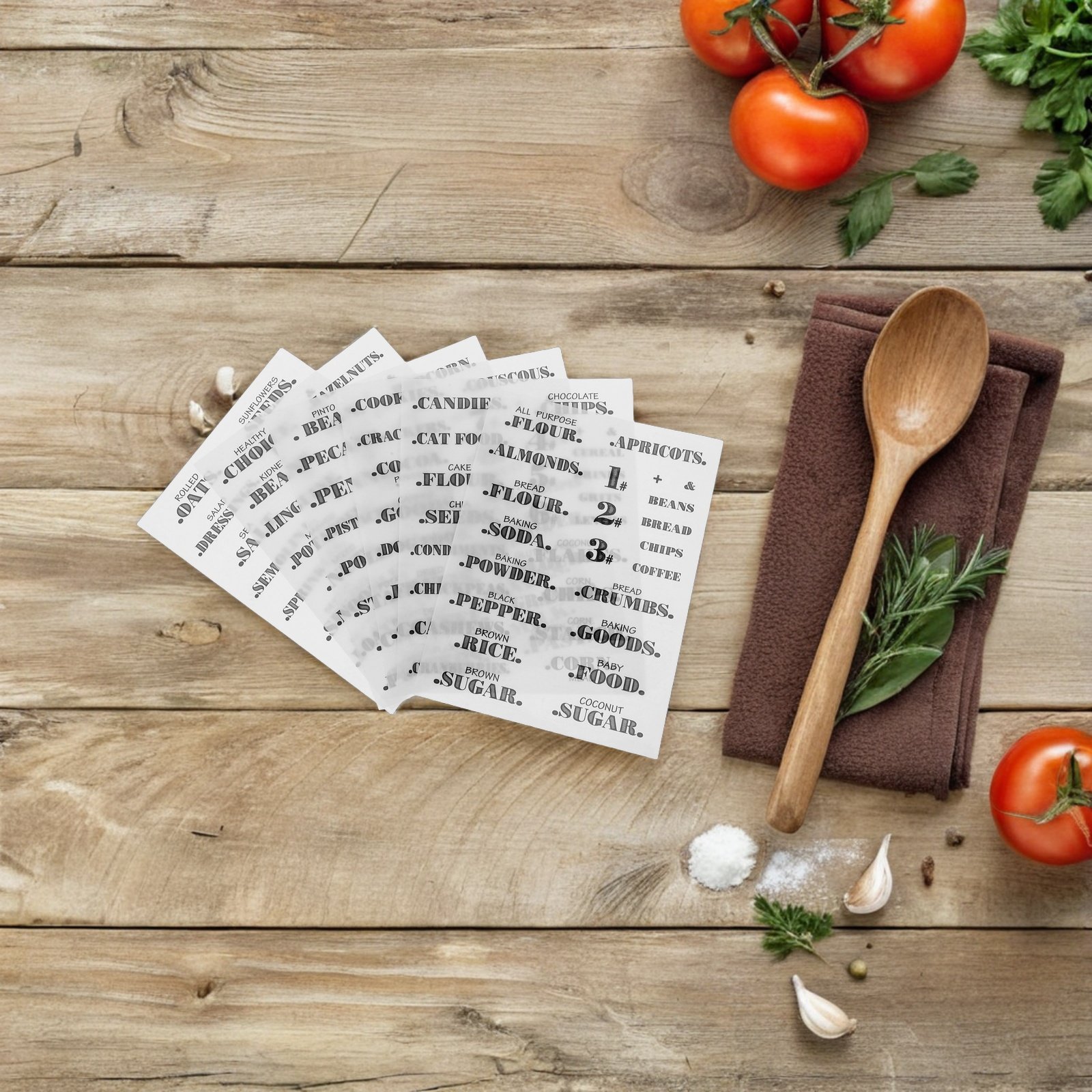 Food Storage Jar Labels - 6장 투명 방수 주방 라벨 식품
