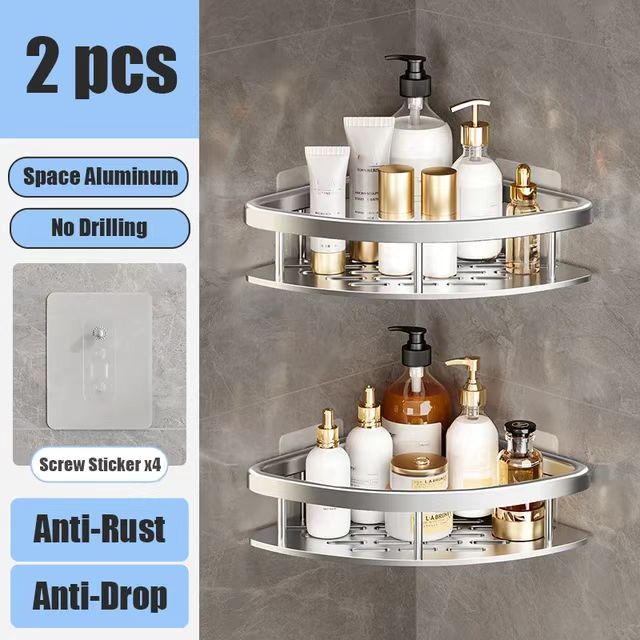 Food Storage Shelving - 욕실 선반 무타공 벽걸이 샴푸병 샤워