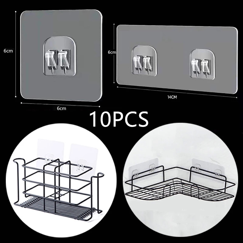 Food Storage Shelving - 투명 벽걸이 선반 후크 10 개,