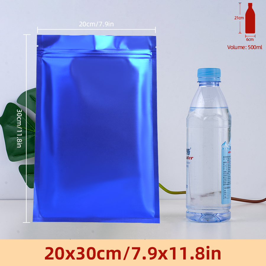 Food Storage And - 100개 무광택 블루 포일 지퍼 파우치,
