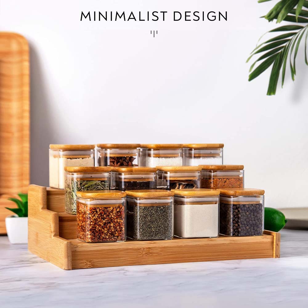 향신료 라벨이 있는 유리 항아리 세트, 대나무 뚜껑이  - Food Storage Jar Labels 리뷰 및 가격