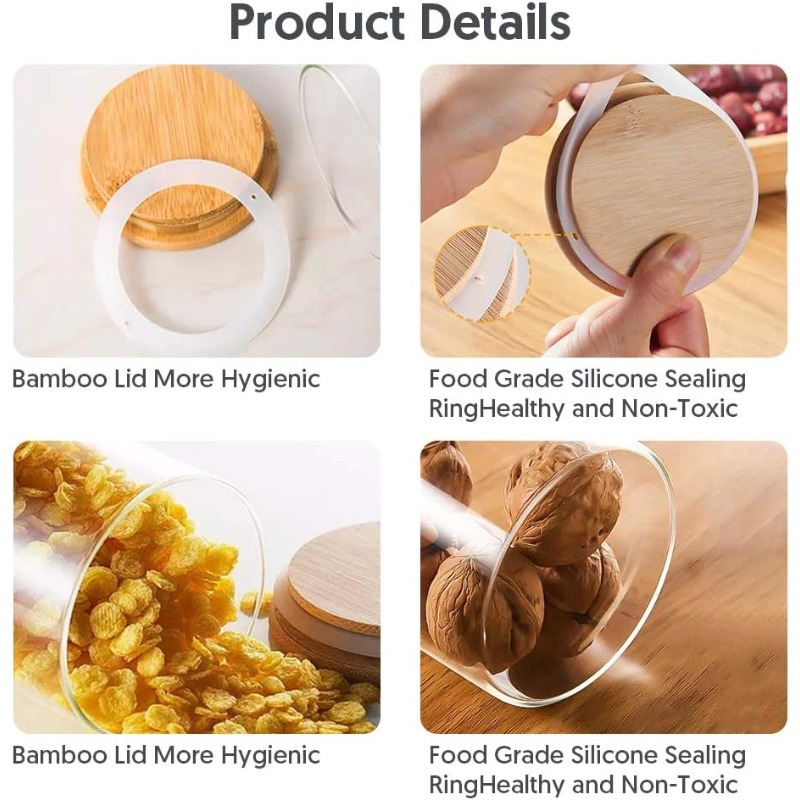 대나무 밀폐 뚜껑과 라벨이 있는 유리병 12개 세트,  - Food Storage Jar Labels 리뷰 및 가격