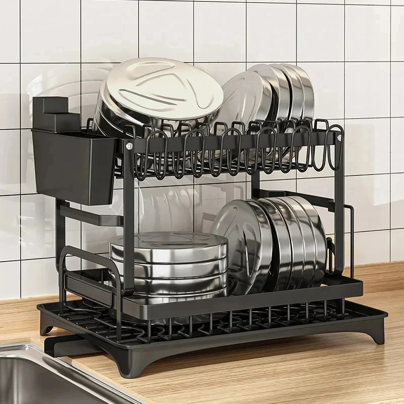 프리미엄 대용량 2단 메탈 식기 건조대 배수 트레이 포 - Food Storage Shelving 리뷰 및 가격