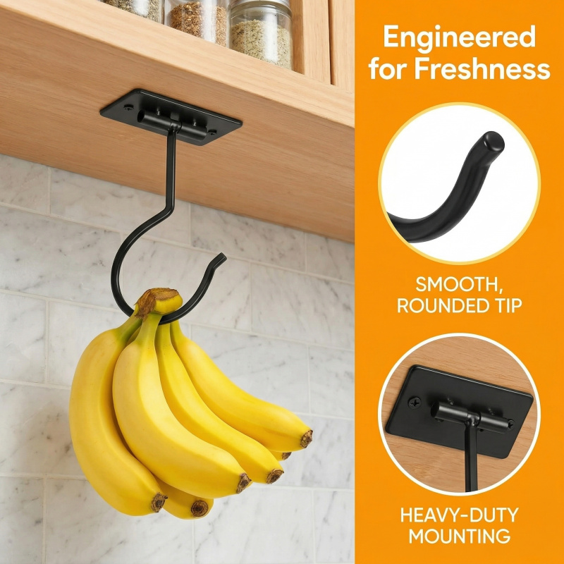 블랙 메탈 셀프 접착식 바나나 걸이 접이식 수납 랙 공 - Food Storage Rack 리뷰 및 가격