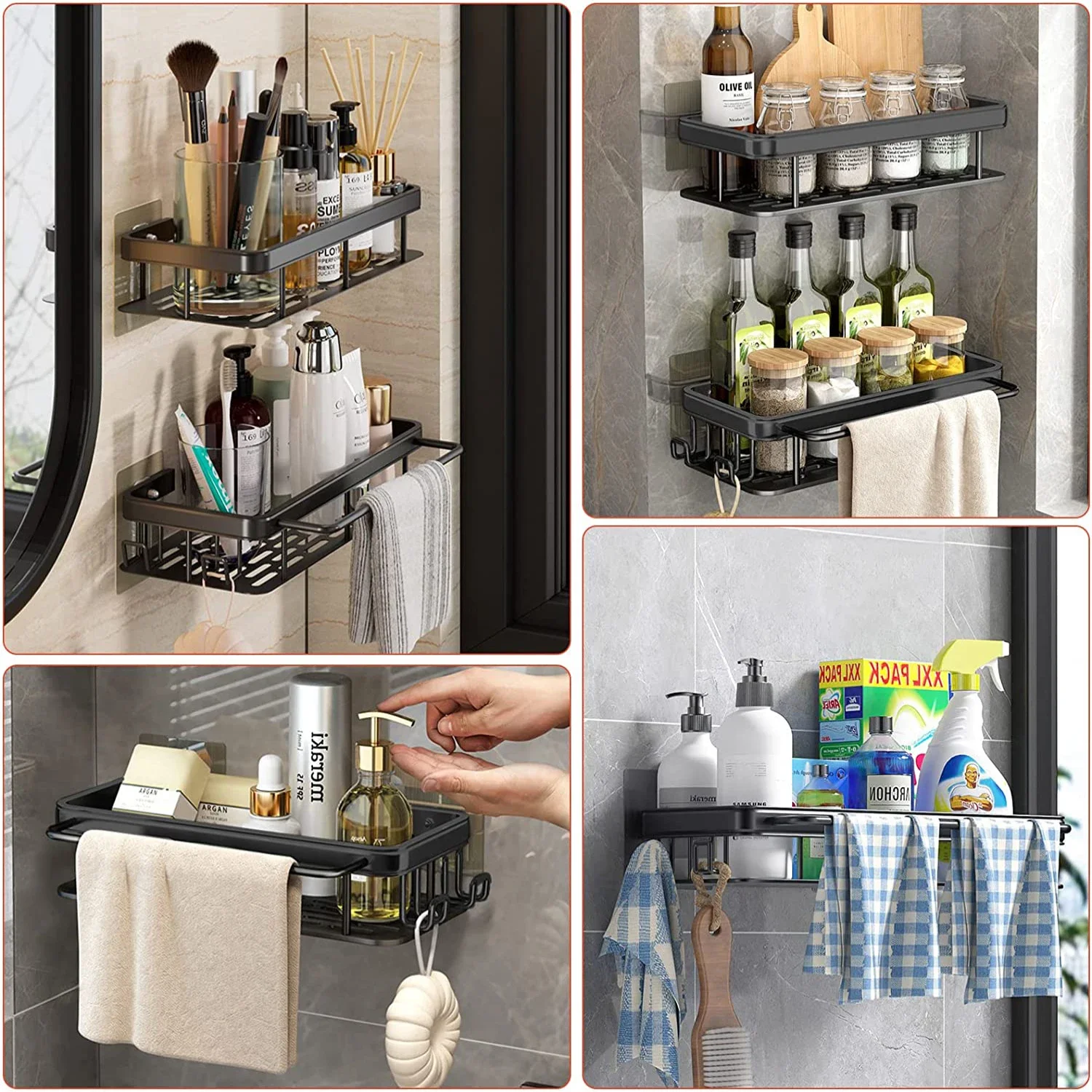 욕실 선반 주방 스토리지 주최자 알루미늄 합금 샴푸 랙 - Food Storage Shelving 리뷰 및 가격